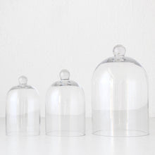 LIVING BY DESIGN CLEAR DOME CLOCHE BUNDLE X3 | MEDIUM + LARGE + EXTRA LARGE | CLEAR GLASS