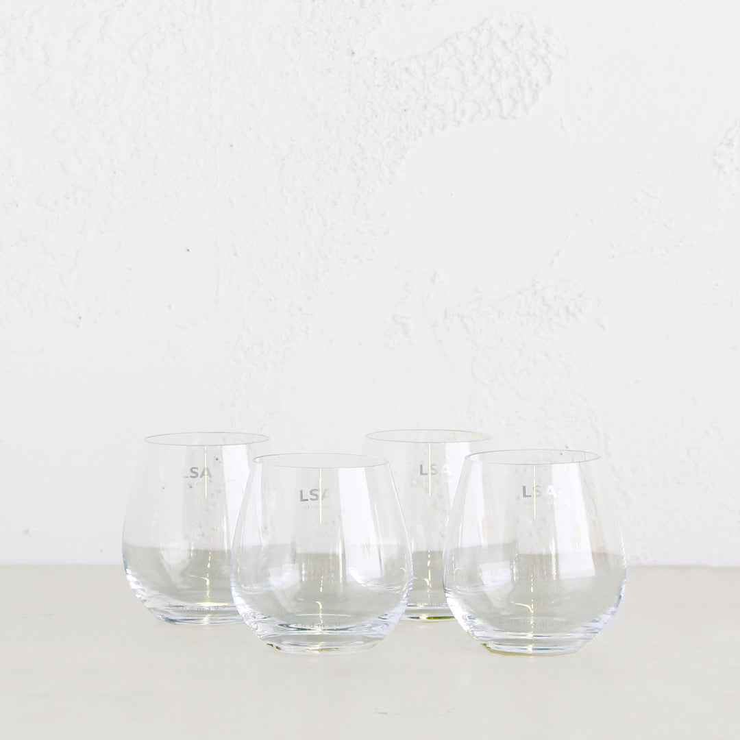 LSA STEMLESS WHITE WINE OR WATER GLASSES  |  SET OF 4 GLASSES