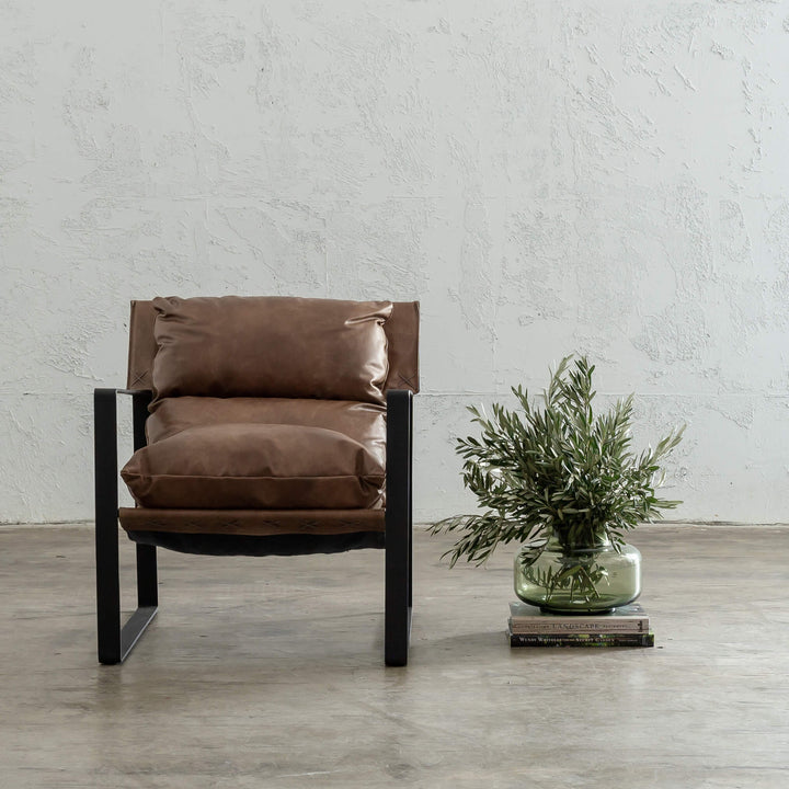 LAURENT LEATHER ARM CHAIR  |  COGNAC LEATHER  | VINTAGE LEATHER OCCASIONAL CHAIR