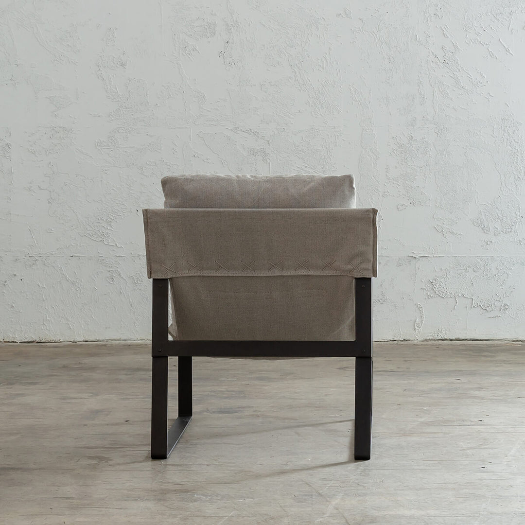 LAURENT ARM CHAIR  |  COBBLESTONE ASH  |  FABRIC OCCASIONAL LOUNGE CHAIR BACK VIEW