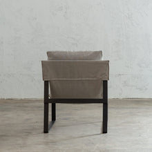 LAURENT ARM CHAIR  |  COBBLESTONE ASH  |  FABRIC OCCASIONAL LOUNGE CHAIR BACK VIEW
