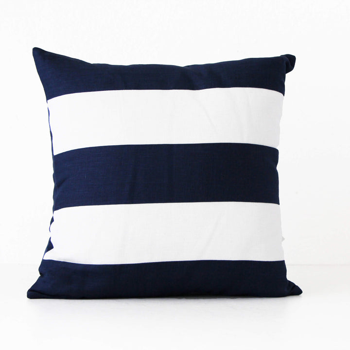 LINEN CUSHION  |  50 x 50cm  |  NAVY + WHITE STRIPE