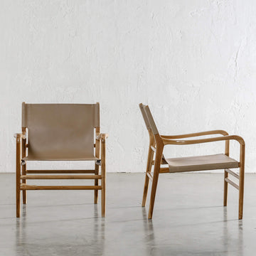 MALAND CONTEMPO SLING ARM CHAIR  |  LIGHT TAUPE LEATHER