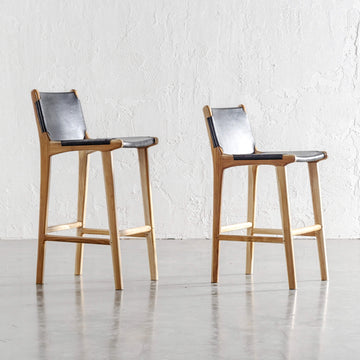MALAND LEATHER BAR CHAIR | HIGH + LOW | BLACK LEATHER HIDE
