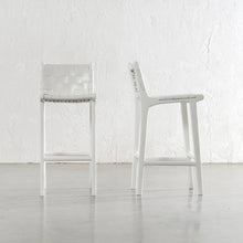 MALAND WOVEN LEATHER BAR CHAIRS  |  HIGH + LOW  |  WHITE ON WHITE LEATHER