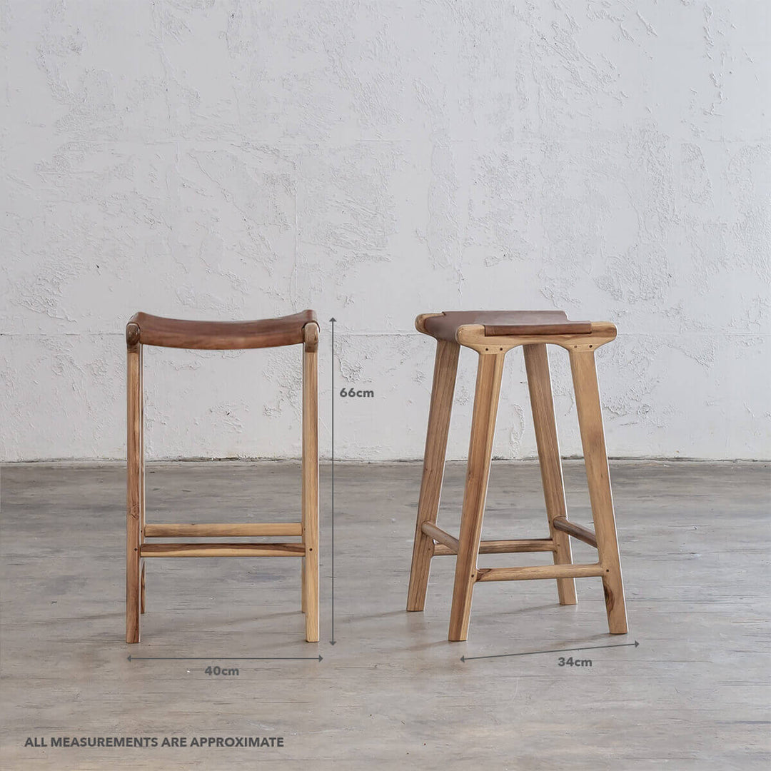 MALAND LEATHER BAR STOOL  |  TAN LEATHER SOLID HIDE
