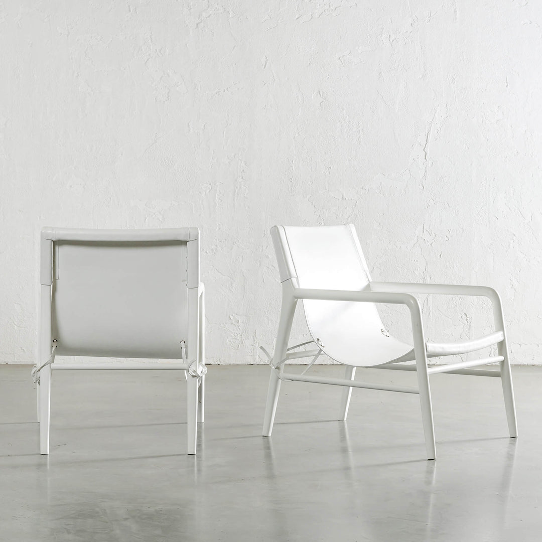 MALAND SLING LEATHER ARMCHAIR  |  WHITE ON WHITE LEATHER