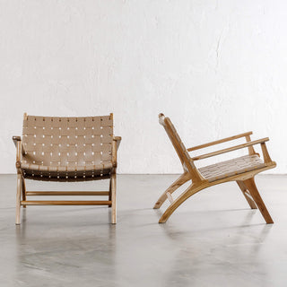 MALAND WOVEN LEATHER ARM CHAIR  |  LIGHT TAUPE LEATHER HIDE