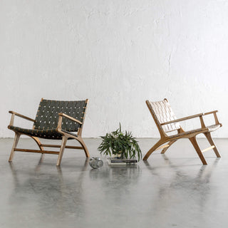 MALAND WOVEN LEATHER ARMCHAIR  |  LIGHT TAUPE LEATHER HIDE