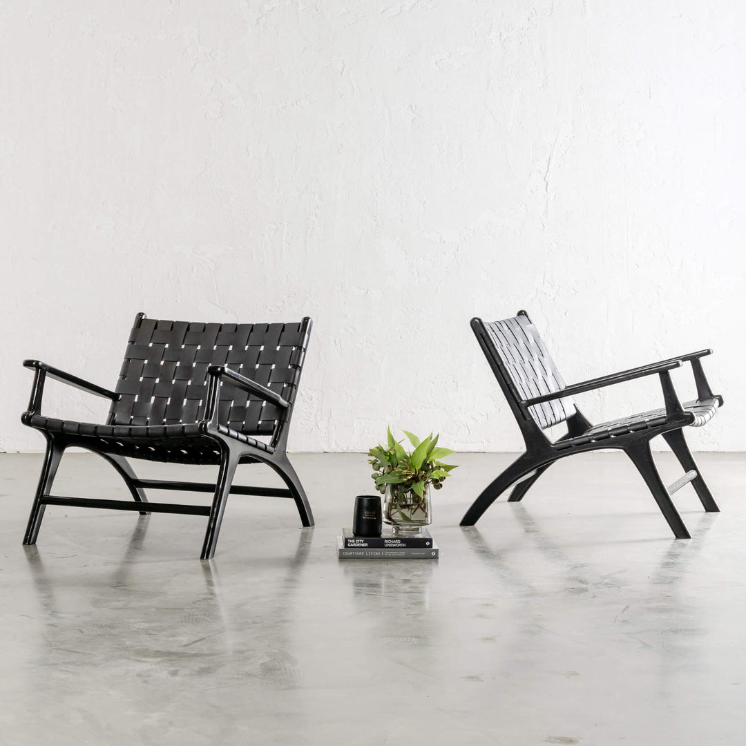 MALAND WOVEN LEATHER ARM CHAIR  |  BLACK ON BLACK