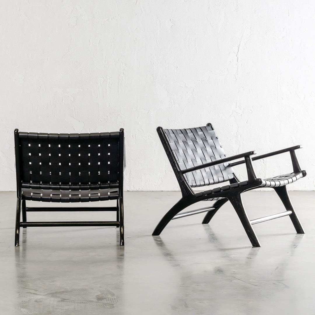 PRE ORDER  |  MALAND WOVEN LEATHER ARMCHAIR  |  BLACK ON BLACK
