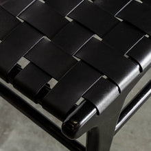 MALAND WOVEN LEATHER ARM CHAIR  |  BLACK ON BLACK CLOSE UP