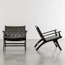 MALAND WOVEN LEATHER ARM CHAIR  |  BLACK ON BLACK UNSTYLED