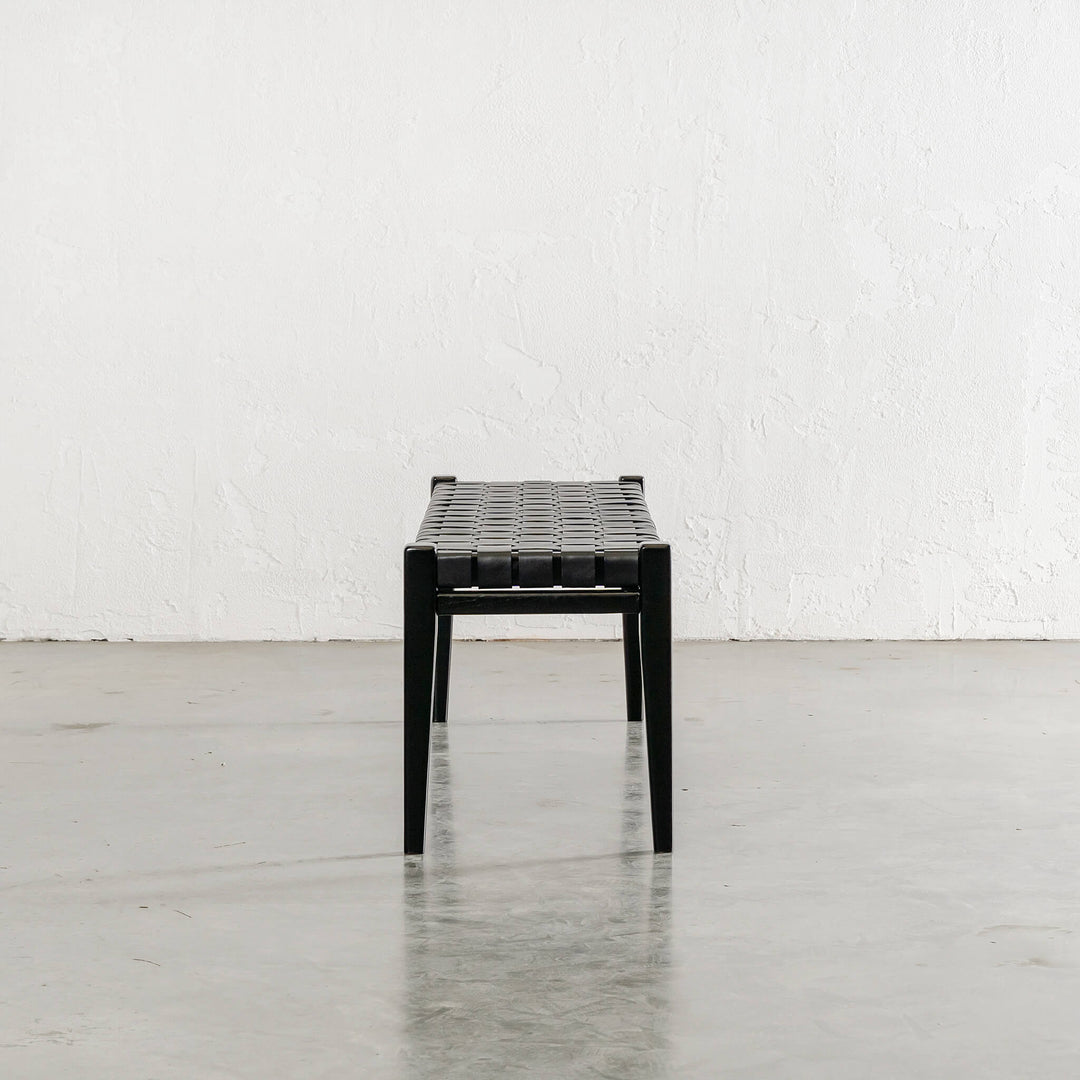 PRE ORDER  |  MALAND WOVEN LEATHER BENCH  |  BLACK ON BLACK