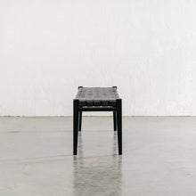MALAND WOVEN LEATHER BENCH  |  BLACK ON BLACK END VIEW