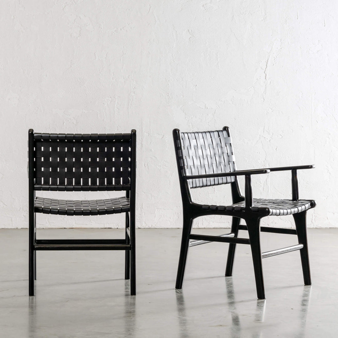 MALAND WOVEN LEATHER CARVER CHAIR  |  BLACK ON BLACK