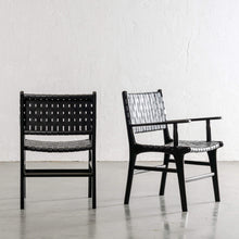 MALAND WOVEN LEATHER CARVER CHAIR  |  BLACK ON BLACK ANGLED