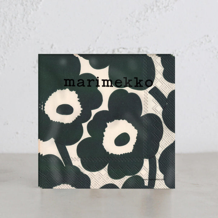 MARIMEKKO  |  UNIKKO PAPER NAPKIN BUNDLE  |  CREAM + DARK GREEN