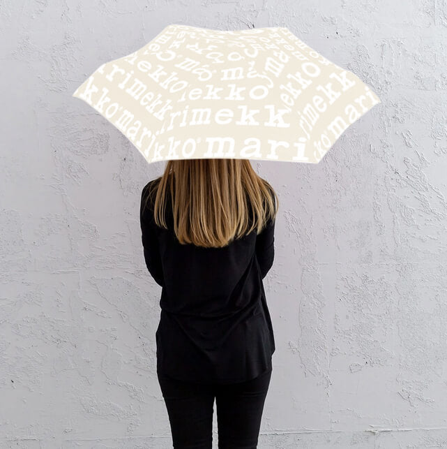 MARIMEKKO  |  MINI MANUAL LOGO UMBRELLA  |  WHITE + BEIGE