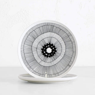 MARIMEKKO OIVA SIIRTOLAPUUTARHA PLATE 25CM | BLACK + WHITE | SET OF 2