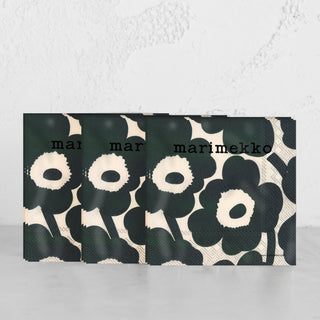 MARIMEKKO  |  UNIKKO PAPER NAPKIN BUNDLE  |  CREAM + DARK GREEN