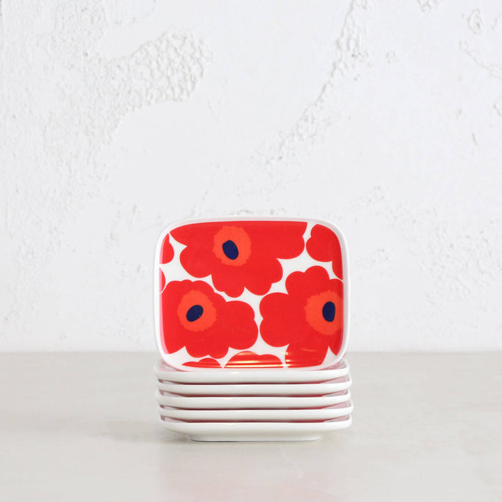 MARIMEKKO UNIKKO PLATE 15CM | RED + WHITE | SET OF 6
