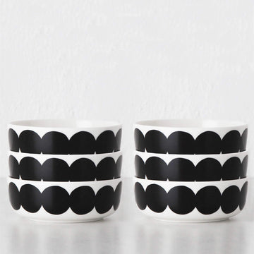 MARIMEKKO | OIVA RASYMATTO BOWL 4DL BUNDLE X6 | BLACK + WHITE