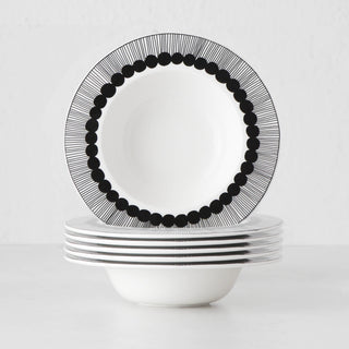 MARIMEKKO | OIVA SIIRTOLAPUUTARHA DEEP PLATE 20cm | BUNDLE X6 | BLACK + WHITE