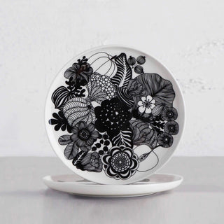 MARIMEKKO | OIVA SIIRTOLAPUUTARHA PLATE 20cm BUNDLE X2 | BLACK + WHITE
