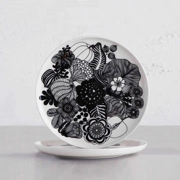MARIMEKKO | OIVA SIIRTOLAPUUTARHA PLATE 20cm BUNDLE X2 | BLACK + WHITE