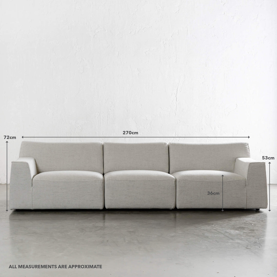 MATTEO 3.5 SEATER SOFA | DIMPSE SILVER  |  MEASUREMENTS