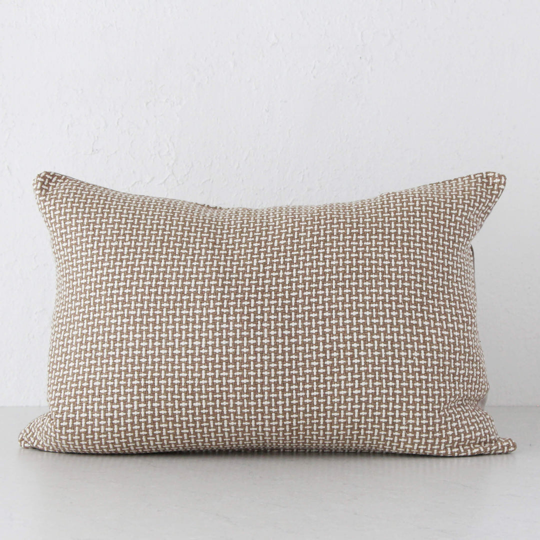 MALALA RAW SILK CUSHION  |  40 x 60 |  WHITE + BEIGE