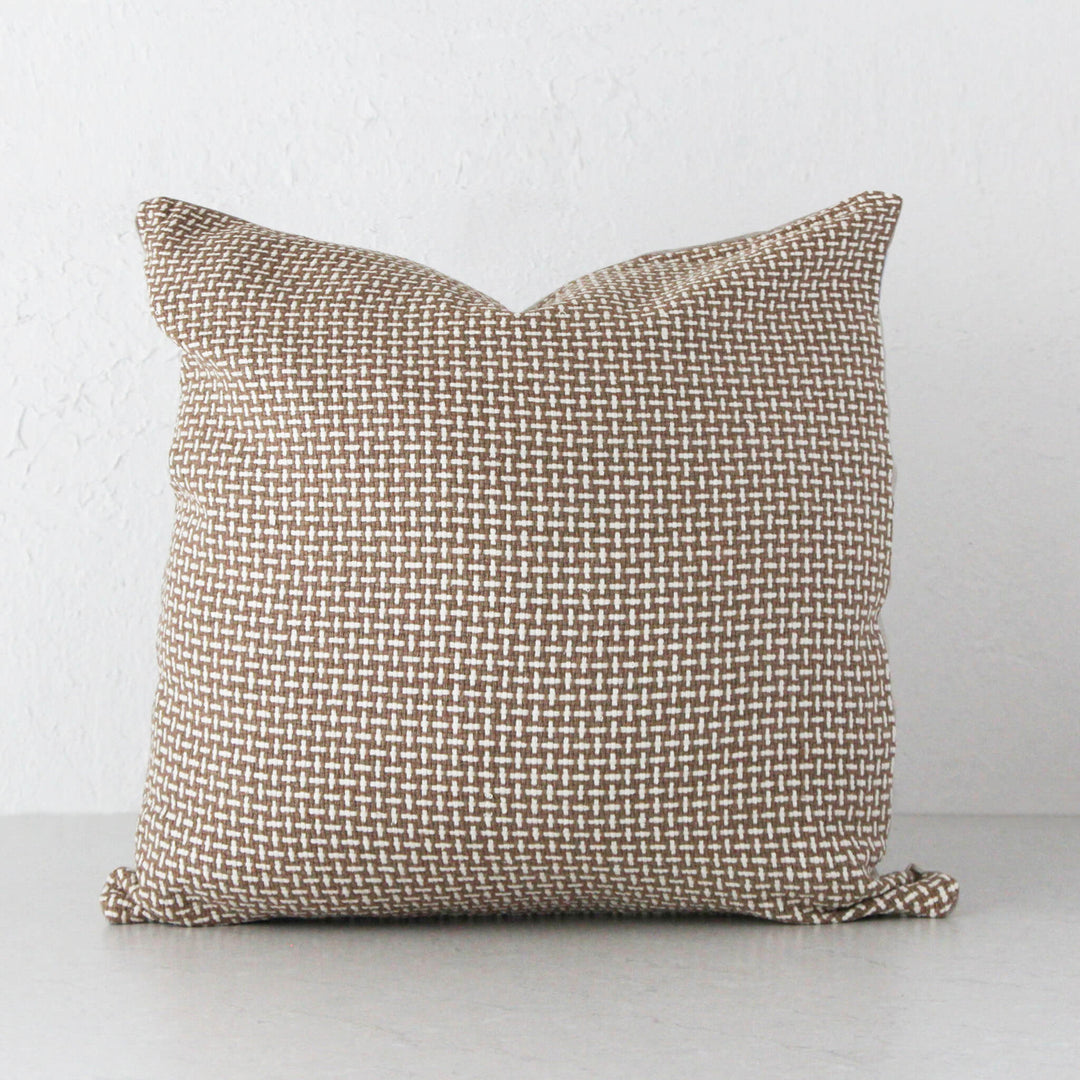 MALALA RAW SILK CUSHION  |  50 x 50 |  WHITE + BEIGE