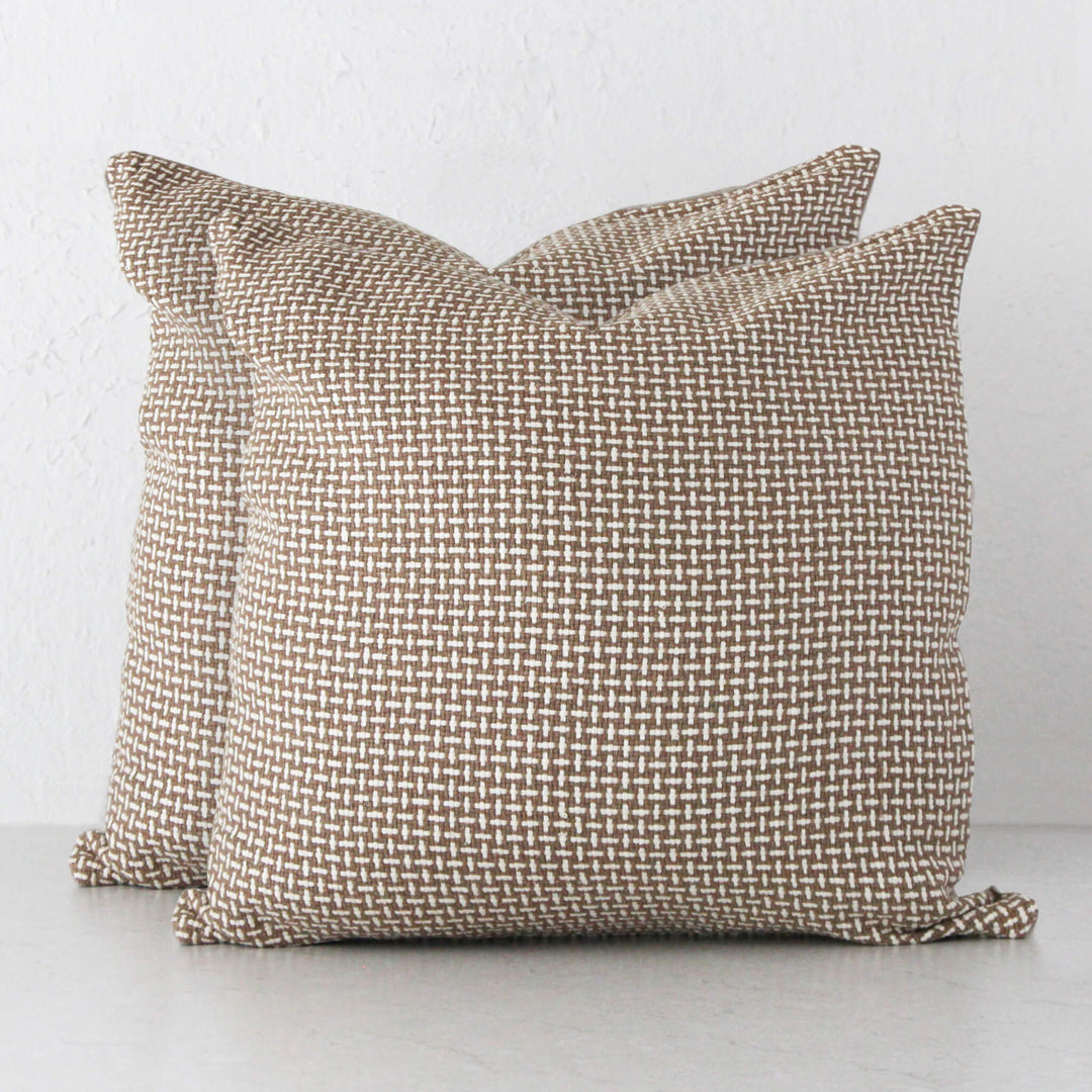 MALALA RAW SILK CUSHION BUNDLE X2  |  50 x 50 |  WHITE + BEIGE