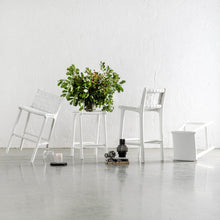 MALAND WOVEN LEATHER STOOL COLLECTION  |  WHITE ON WHITE LEATHER