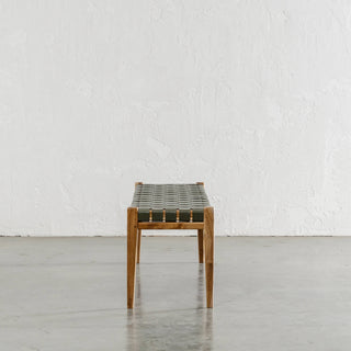 MALAND WOVEN LEATHER BENCH  |  OLIVE GREEN LEATHER