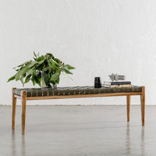 MALAND WOVEN LEATHER BENCH  |  OLIVE GREEN LEATHER