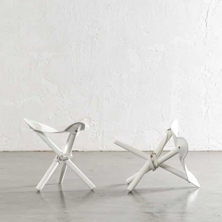 MALAND FOLDUP STOOL  |  WHITE ON WHITE LEATHER