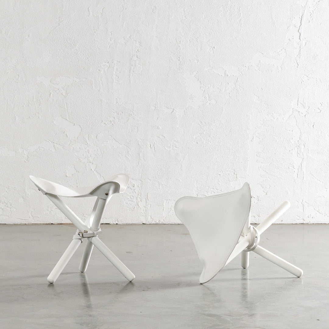 MALAND FOLDUP STOOL  |  WHITE ON WHITE LEATHER