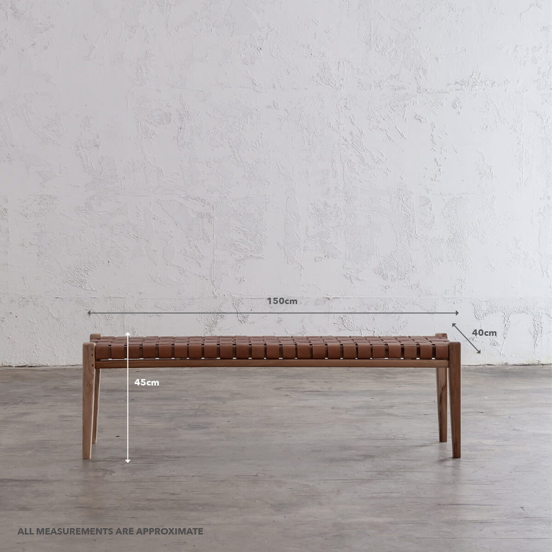 PRE ORDER  |  MALAND WOVEN LEATHER BENCH  |  TAN LEATHER HIDE