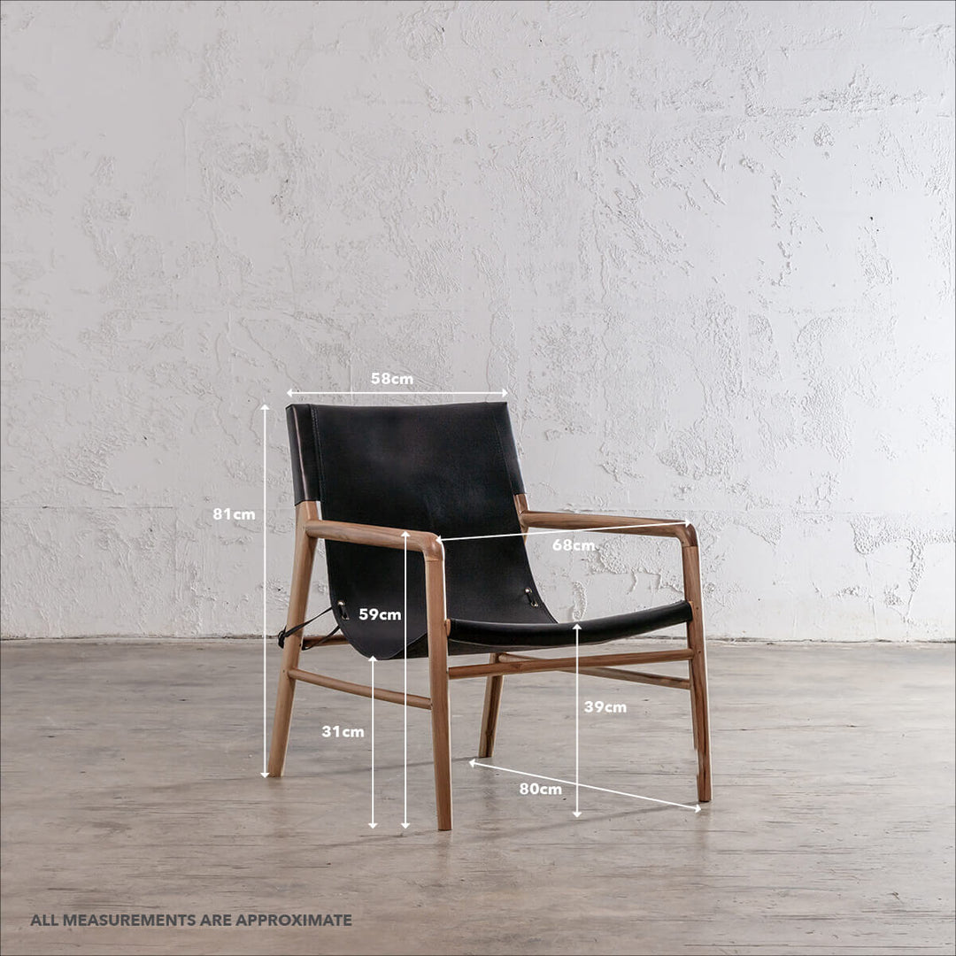 MALAND SLING LEATHER ARMCHAIR  |  BLACK LEATHER