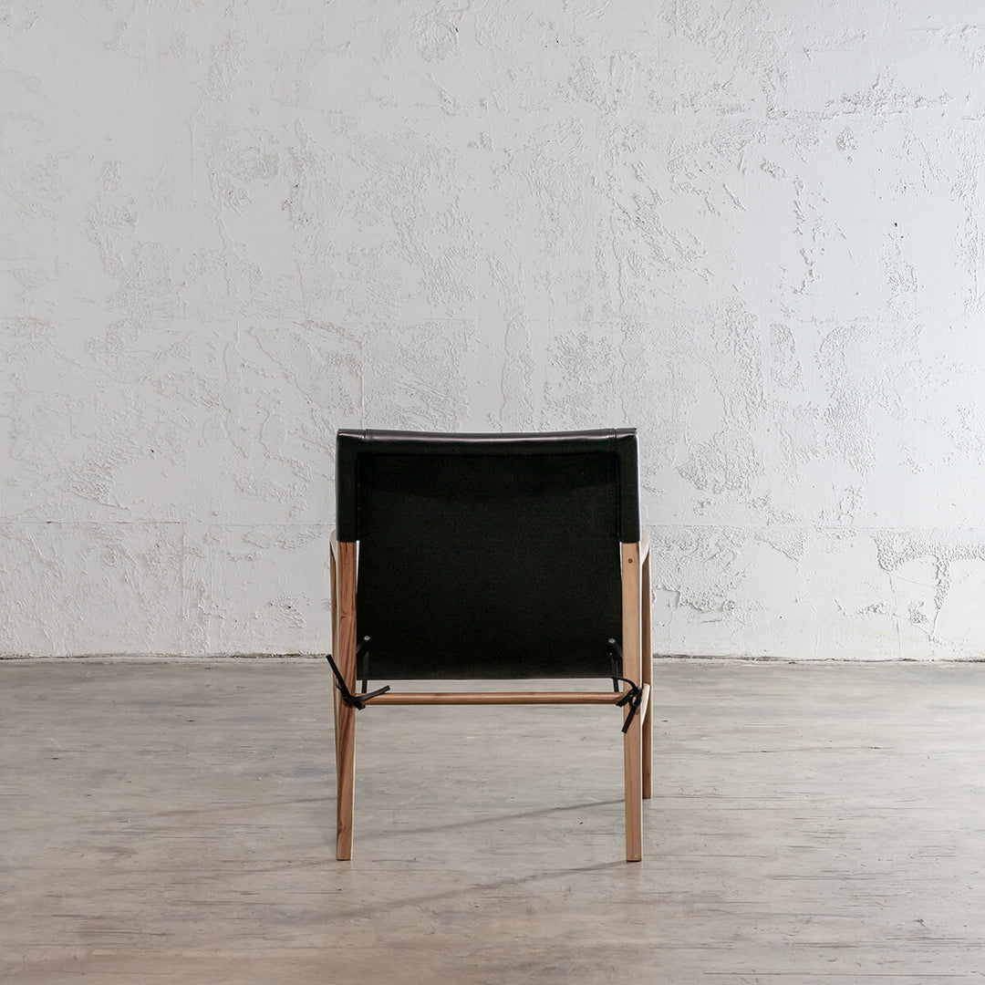 PRE ORDER  |  MALAND SLING LEATHER ARM CHAIR  |  BLACK LEATHER