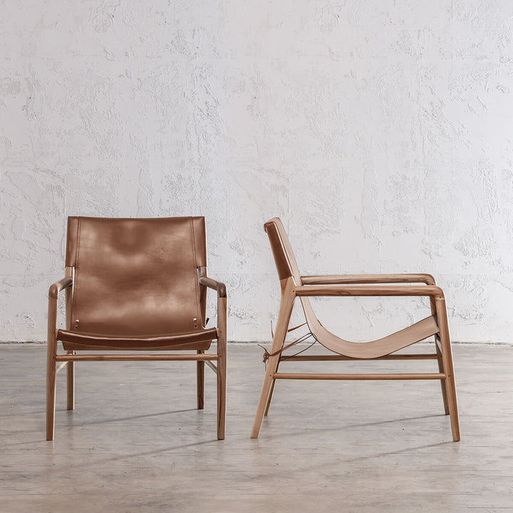 MALAND SLING LEATHER ARM CHAIR  |  TAN LEATHER  |  BUNDLE X2