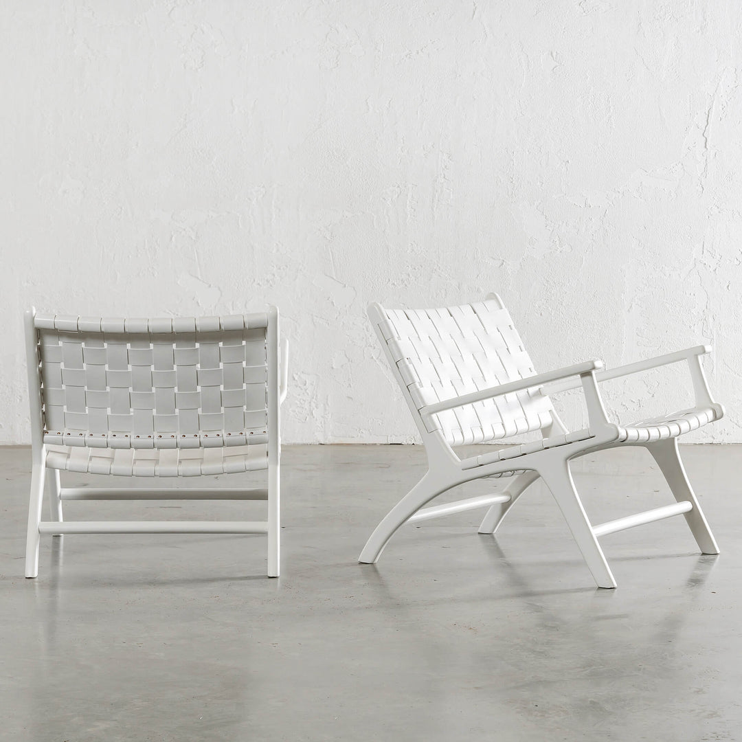 MALAND WOVEN LEATHER ARMCHAIR  |  WHITE ON WHITE LEATHER HIDE