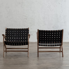 MALAND WOVEN LEATHER ARM CHAIR  |  BLACK LEATHER HIDE