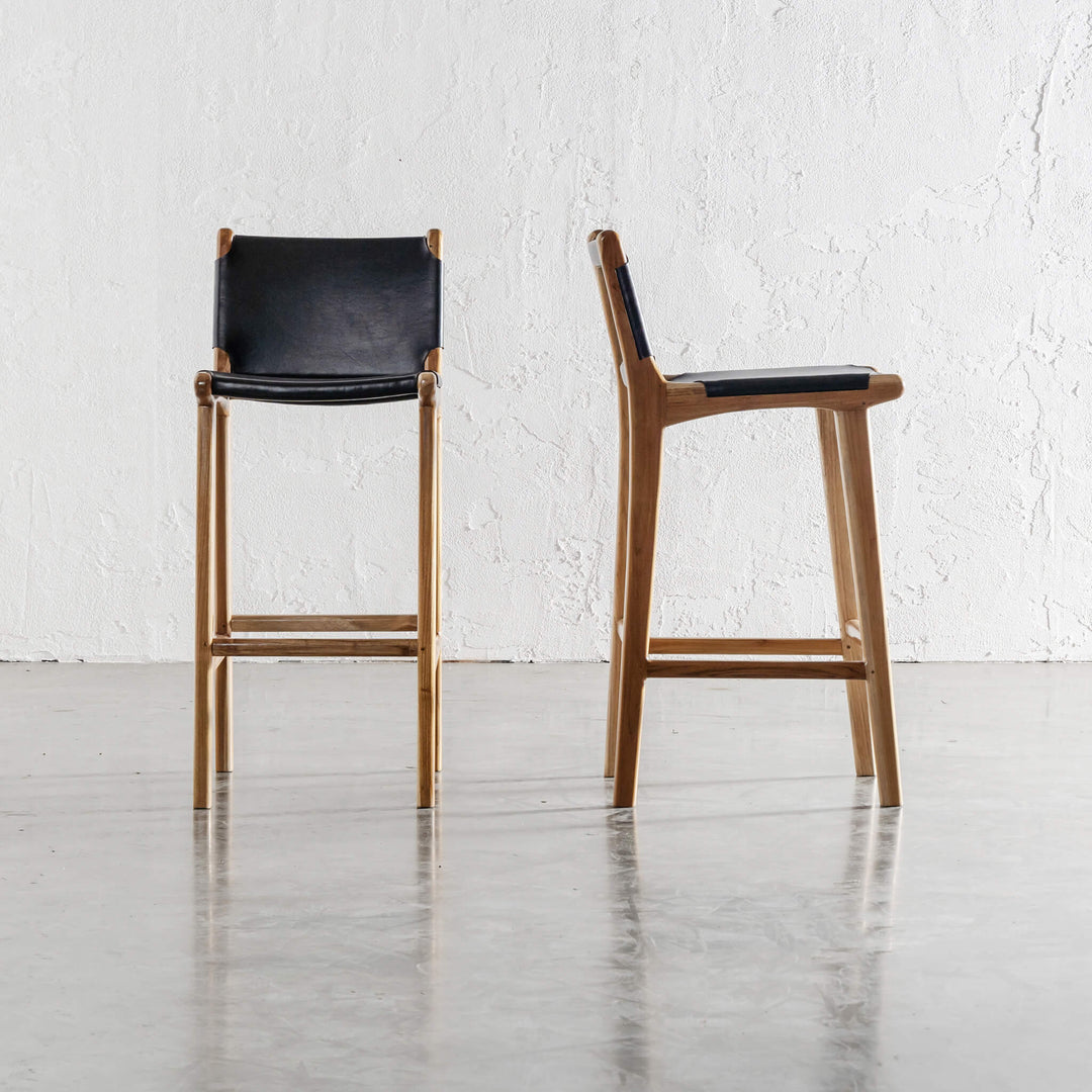 PRE ORDER  |  MALAND SOLID LEATHER BAR CHAIR  |  BUNDLE + SAVE  |  HIGH + LOW  |  BLACK LEATHER HIDE BAR STOOL