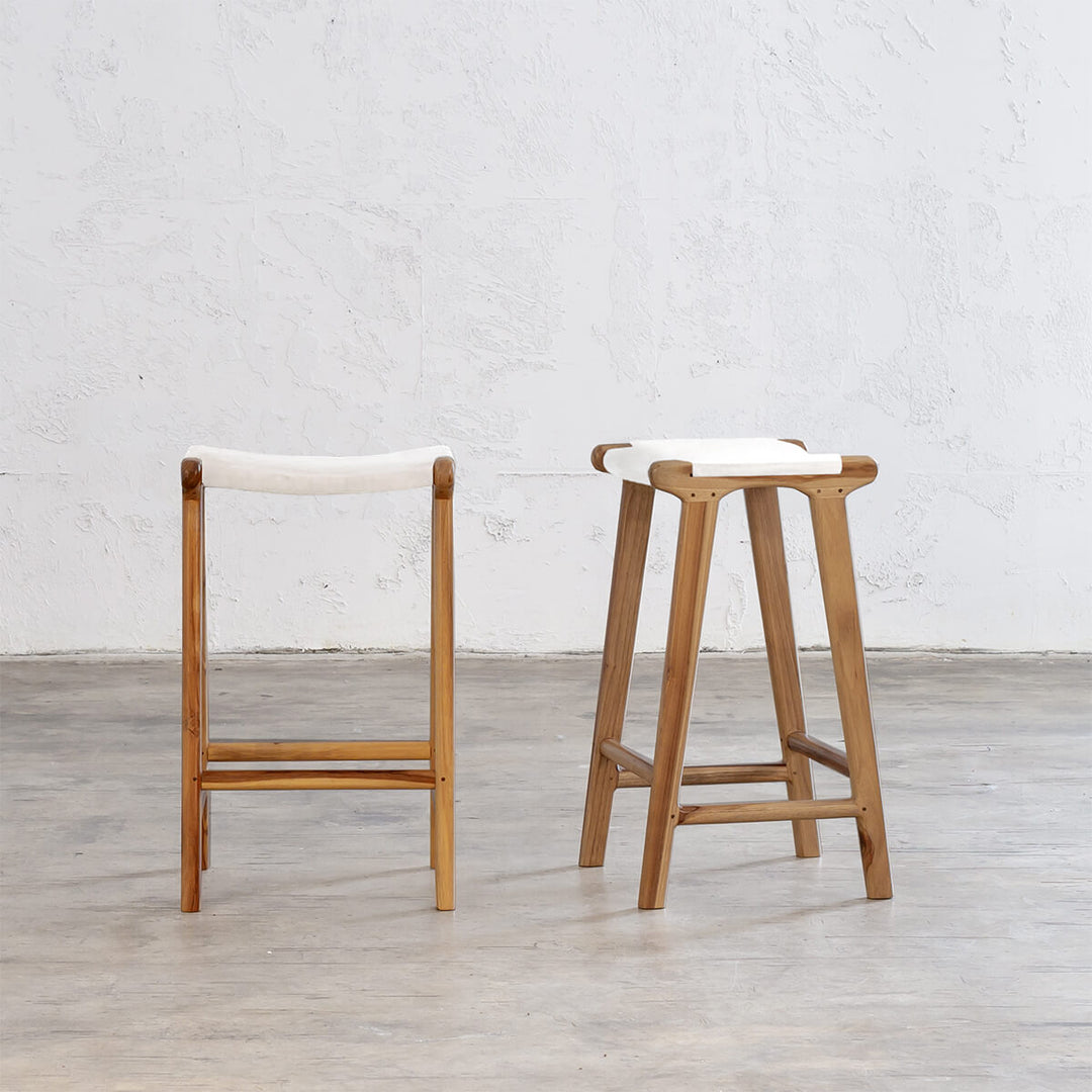 PRE ORDER  |  MALAND LEATHER BAR STOOL  |  WHITE LEATHER SOLID HIDE