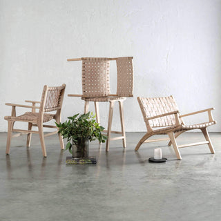 MALAND CONTEMPO WOVEN LEATHER BENCH | TOASTED ALMOND LEATHER HIDE  |  MALAND RANGE