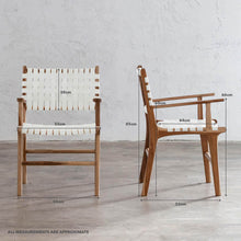 MALAND WOVEN LEATHER CARVER CHAIR | WHITE LEATHER SAFARI RANGE WITH MEASUREMENTS