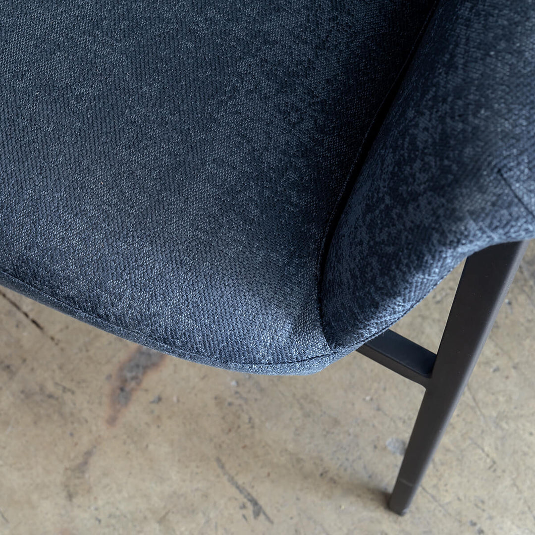 MARCUS ARM CHAIR  |   BALTIC BLUE  |  MODERN OCCASIONAL CHAIR  | LOUNGE CHAIR FABRIC CLOSEUP